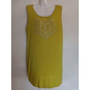 Ashley Stewart Womens Chartreuse Sleeveless Sequin Front Tank Top Dress Sz 14/16